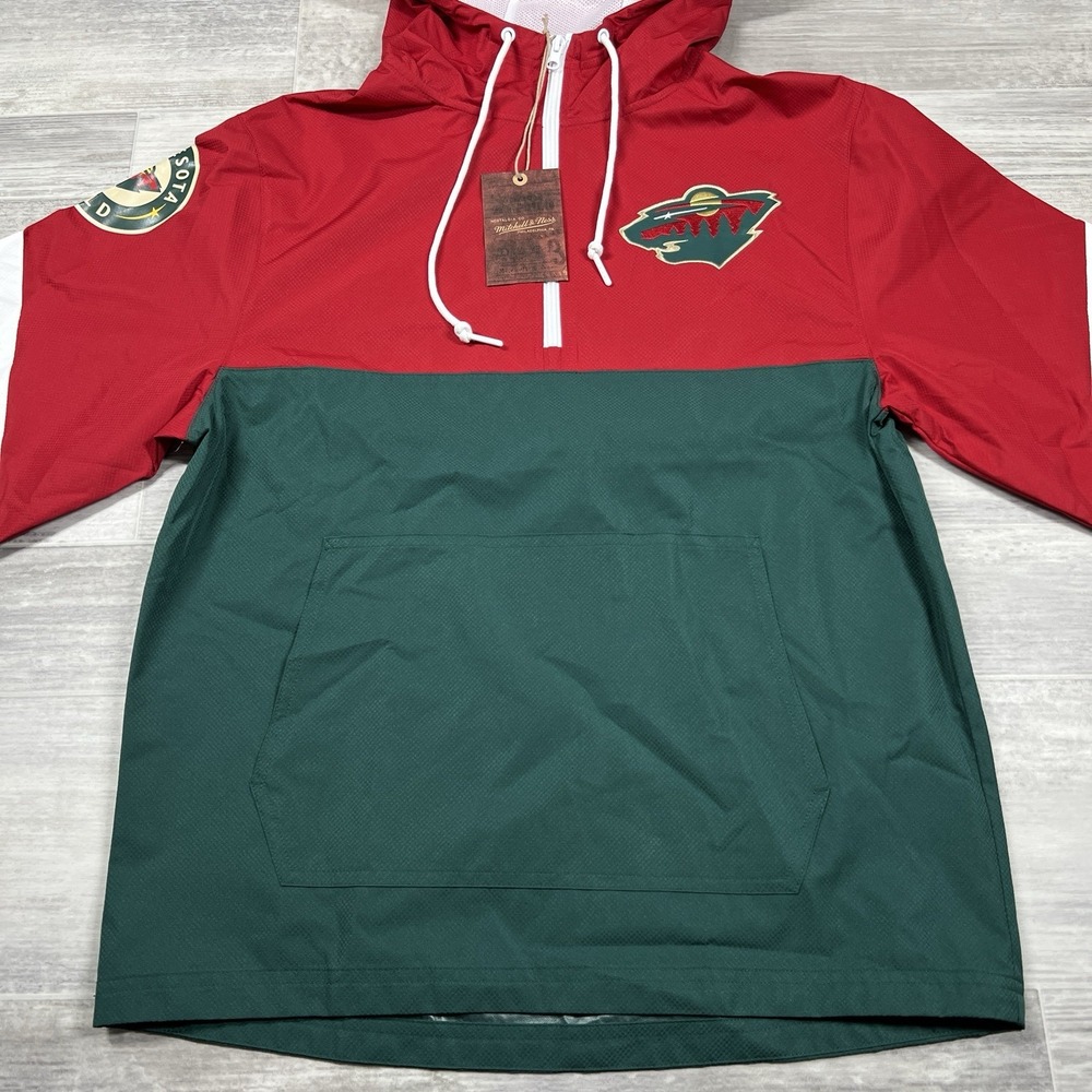 Mitchell & Ness Minnesota Wild Tie Breaker Windbreaker Anroak Men's Small NWT